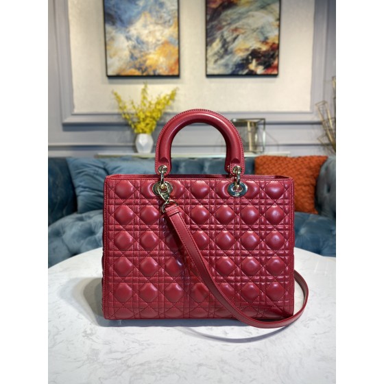 DIOR Lady Seven Grid Daifei Cherry Red