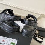 CHANEL Classic Enamel Colorful Button Velcro Sandals
