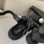 CHANEL Classic Enamel Colorful Button Velcro Sandals