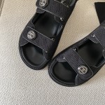 CHANEL Classic Enamel Colorful Button Velcro Sandals