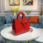 Dior Lady Seven Grid Daifei Big Red Lacquer Gold