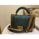 𝗖𝗵𝗮𝗻𝗲𝗹 𝗟𝗲𝗯𝗼𝘆 进口蟒蛇皮 内配小羊皮 最新款重金属手柄包