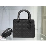 Lady Dior rattan check pattern matte calf leather flap tote bag