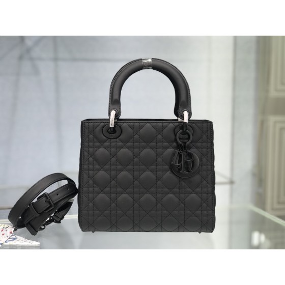 Lady Dior rattan check pattern matte calf leather flap tote bag