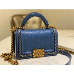 𝗖𝗵𝗮𝗻𝗲𝗹 𝗟𝗲𝗯𝗼𝘆 进口蟒蛇皮 内配小羊皮 最新款重金属手柄包