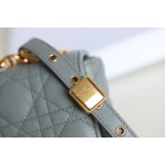DlOR CARO】Grey soft cow leather rattan check DR- 091