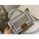 𝗖𝗵𝗮𝗻𝗲𝗹 𝗟𝗲𝗯𝗼𝘆 进口蟒蛇皮 内配小羊皮 最新款重金属手柄包