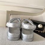 CHANEL Classic Enamel Colorful Button Velcro Sandals