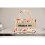 BOOK TOTE beige Dior Hibiscus embroidered canvas