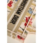 BOOK TOTE beige Dior Hibiscus embroidered canvas