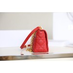 DlOR CARO] Red soft cow leather rattan check DR-081