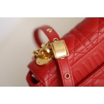 DlOR CARO] Red soft cow leather rattan check DR-081
