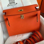 Kelly DanSe orange gold buckle evercolor leather