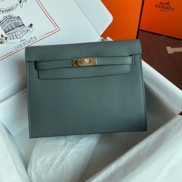 Kelly DanSe 22cm picture almond green gold and silver buckle in stock evercolor leather