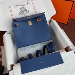 Kelly DanSe 22cm picture Greek blue gold and silver buckle in stock evercolor leather