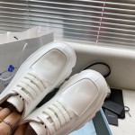 Prada open edged vermilion lacquered leather thick sole casual small leather shoes