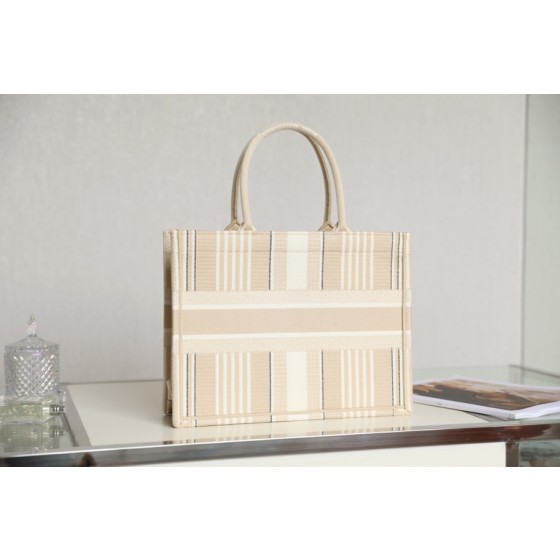 DIOR TOTE embroidered striped canvas