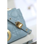[DlOR CARO] Sky blue soft cow leather rattan check DR-081