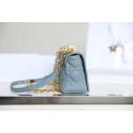 [DlOR CARO] Sky blue soft cow leather rattan check DR-081