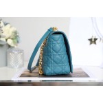 [DlOR CARO] Deep Sea Blue Soft Cow Leather Rattan Lattice