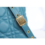 [DlOR CARO] Deep Sea Blue Soft Cow Leather Rattan Lattice