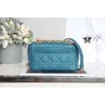 [DlOR CARO] Deep Sea Blue Soft Cow Leather Rattan Check DR-081