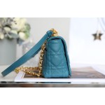 [DlOR CARO] Deep Sea Blue Soft Cow Leather Rattan Check DR-081