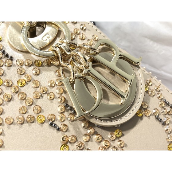 DIOR Princess Diana's three grid series embroidered gold beads