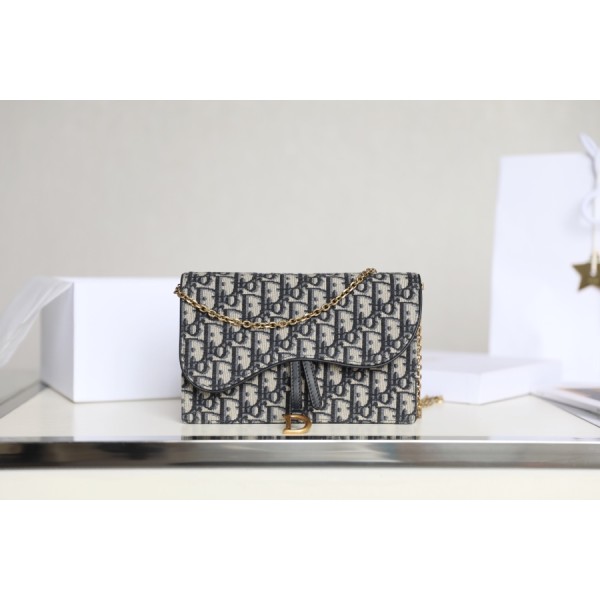 Saddle clutch bag old flower blue Oblique DR-58