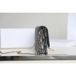 Saddle clutch bag old flower blue Oblique DR-58