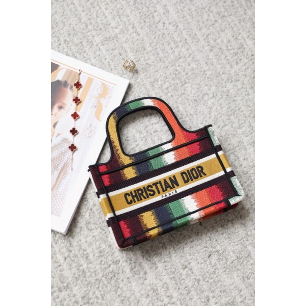 Dior book tote mini seven colorful stripes