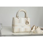 Dior LADY D-LITE five-compartment Daffy embroidery apricot stripes DR-031