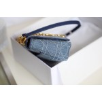 DIOR CARO Denim blue vine check embroidery DR-021