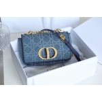DIOR CARO Denim blue vine check embroidery DR-021