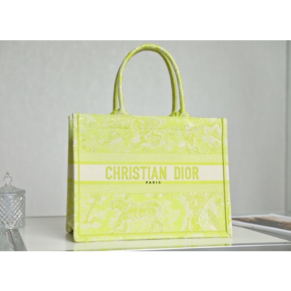 DIOR TOTE Fluorescent green embroidery