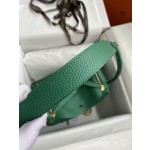 Lindy 26cm imported TC leather peacock green gold buckle waxed thread