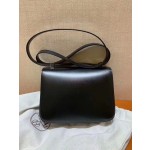 Constance24cm gold buckle box black pasted sheep leather gold buckle