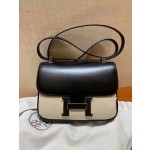 Constance24cm gold buckle box black pasted sheep leather gold buckle