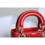 Lady red rattan lacquered GR original sheepskin mini Three compartments