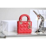 Lady red rattan lacquered GR original sheepskin mini Three compartments