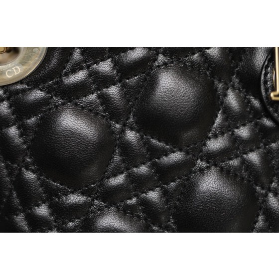 DIOR LADY three-compartment black enamel clasp