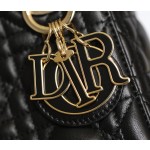 DIOR LADY three-compartment black enamel clasp