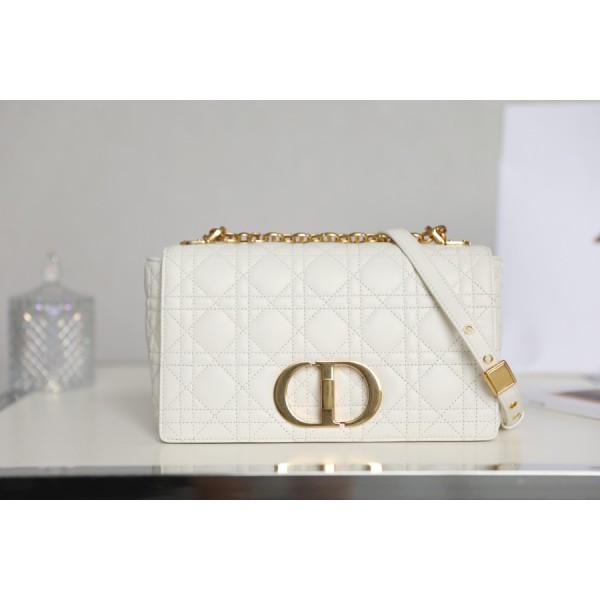 [DlOR CARO] White soft cow leather rattan check pattern