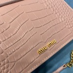 MIU MIU 5BA196 Lady Leather Handbag Decorated with Gorgeous Imitation Crystal Jewelry Buckle