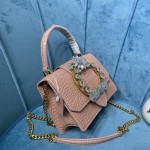 MIU MIU 5BA196 Lady Leather Handbag Decorated with Gorgeous Imitation Crystal Jewelry Buckle