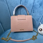 MIU MIU 5BA196 Lady Leather Handbag Decorated with Gorgeous Imitation Crystal Jewelry Buckle