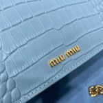 MIU MIU 5BA196 Lady Leather Handbag Decorated with Gorgeous Imitation Crystal Jewelry Buckle