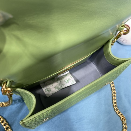 MIU MIU 5BA196 Lady Leather Handbag Decorated with Gorgeous Imitation Crystal Jewelry Buckle