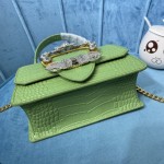 MIU MIU 5BA196 Lady Leather Handbag Decorated with Gorgeous Imitation Crystal Jewelry Buckle