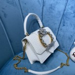 MIU MIU 5BA196 Lady Leather Handbag Decorated with Gorgeous Imitation Crystal Jewelry Buckle